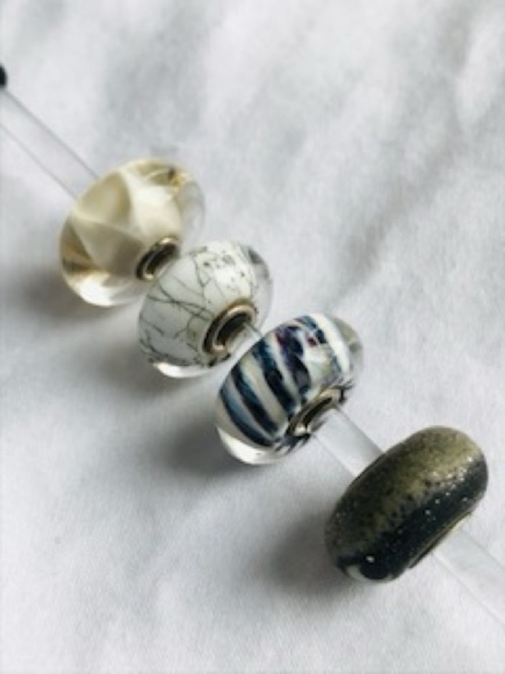 Set of 4 "night sky" bracelet beads - 3 Trollbeads and 1 artisan